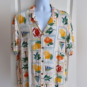 Old Navy Men's Rayon Short-Sleeve Shirt - Citrus, Crab, Sailing, XL, great cond.